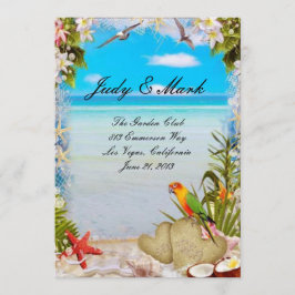 Cartão de Menu de Casamento Floral de Praia Tropic