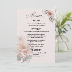 Cartão de Menu de Casamento Floral Personalizável 