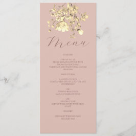 Cartão de Menu de Casamento Floral Rosa Dourado