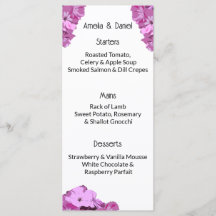 Cartão de Menu de Casamento Floral Rosa Moderno de