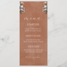 Cartão de Menu de Casamento Floral Rústico - Terra