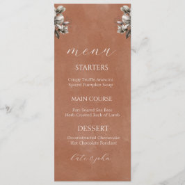 Cartão de Menu de Casamento Floral Rústico - Terra