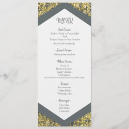 Cartão de Menu de Casamento Glamouroso com Brilho 