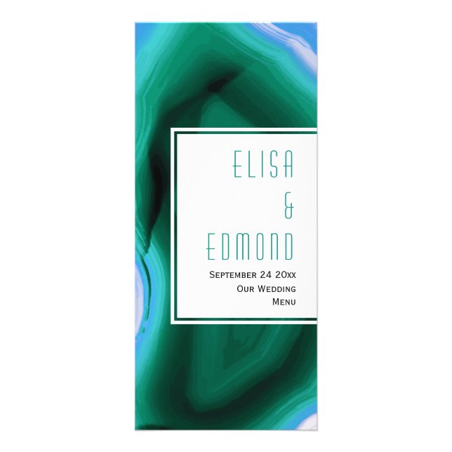 Cartão de menu de casamento Gode da fatia verde e  (Frente)