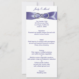 Cartão de Menu de Casamento Infinito Azul Roxo Pra