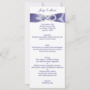 Cartão de Menu de Casamento Infinity Diamante Azul