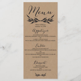 Cartão de Menu de Casamento Kraft Greenery