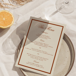 Cartão de Menu de Casamento Laranja Queimado de Te