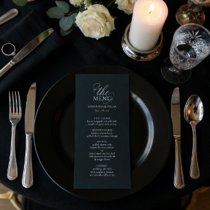 Cartão de Menu de Casamento Luxuoso em Ardósia Esc