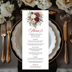 Cartão de Menu de Casamento Luxuoso Floral de Mars