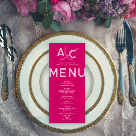 Cartão de Menu de Casamento Magenta Moderno e Ousa