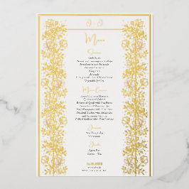 Cartão de Menu de Casamento Magnólia Rosa