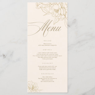 Cartão de menu de casamento marfim, com Peônia flo