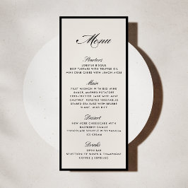Cartão de Menu de Casamento Marfim Moderno com Mol