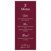 Cartão de Menu de Casamento Marrom Editável Plano