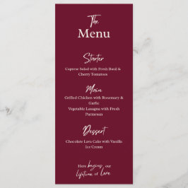 Cartão de Menu de Casamento Marrom Editável Plano