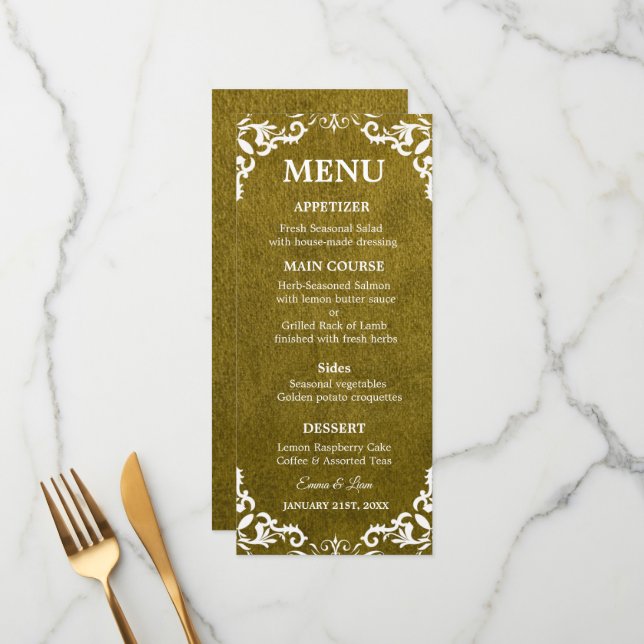 Cartão de Menu de Casamento Mexicano Rústico (Frente/Verso In Situ)