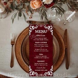 Cartão de Menu de Casamento Mexicano Rústico
