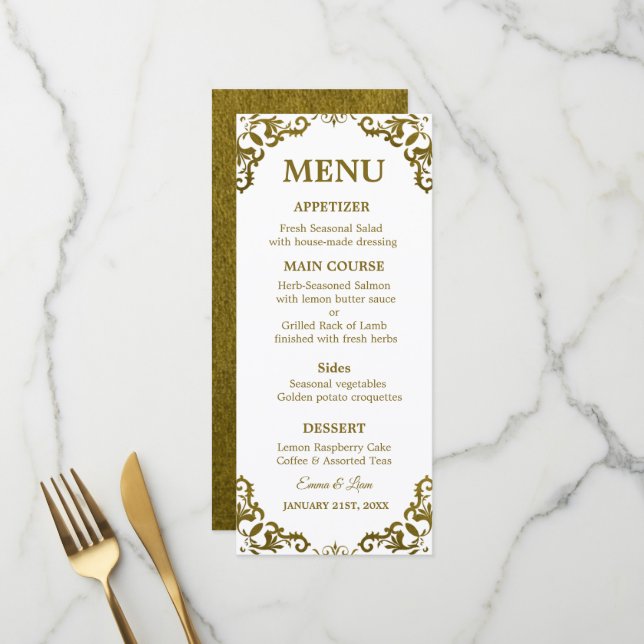Cartão de Menu de Casamento Mexicano Rústico (Frente/Verso In Situ)