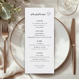 Cartão de Menu de Casamento Minimalista