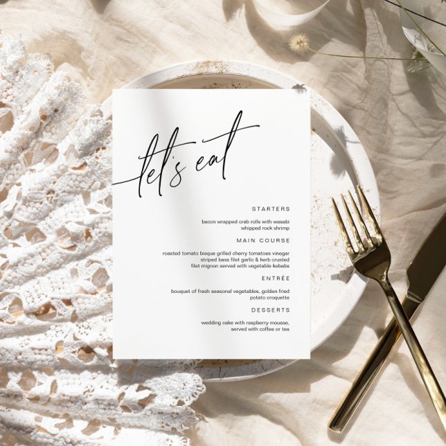 Cartão de Menu de Casamento Minimalista (Criador carregado)