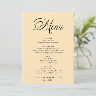 Cartão de Menu de Casamento Minimalista de Trigo E