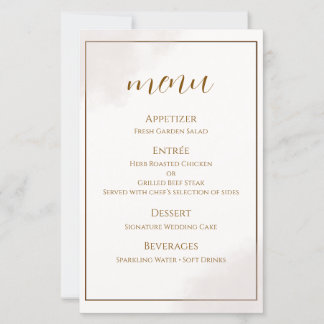 Cartão de Menu de Casamento Minimalista Dourado