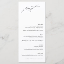 Cartão de Menu de Casamento Minimalista Elegante