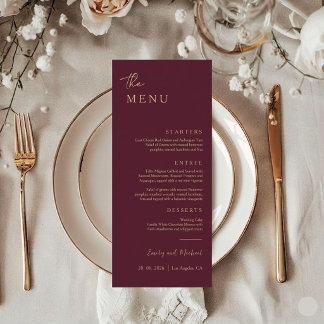 Cartão de Menu de Casamento Minimalista Elegante B