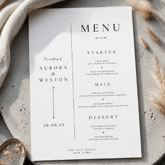 Cartão de Menu de Casamento Minimalista Elegante C