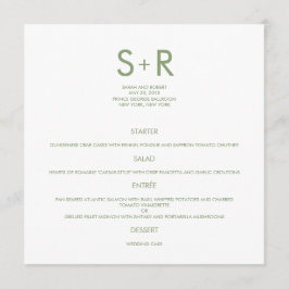 Cartão de Menu de Casamento Minimalista Moderno