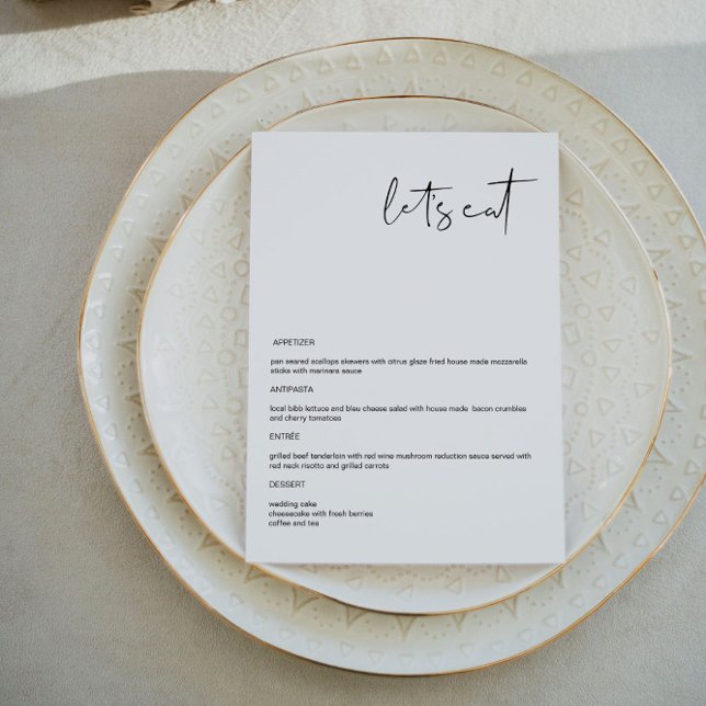 Cartão de Menu de Casamento Minimalista Moderno Ed (Criador carregado)
