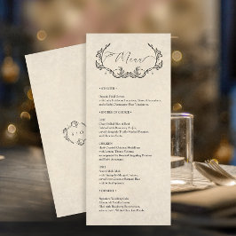 Cartão de Menu de Casamento Minimalista Vintage