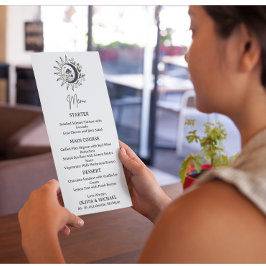 Cartão de Menu de Casamento Místico Celestial