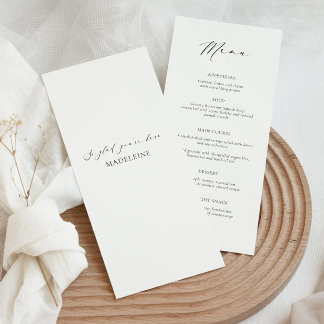 Cartão de menu de casamento moderno com nome do co