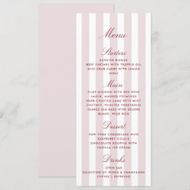 Cartão de Menu de Casamento Moderno de Stripes Ros