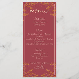 Cartão de Menu de Casamento Moderno Elegante Burgu