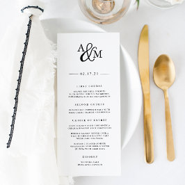 Cartão de Menu de Casamento Monograma de Ampersand