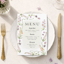 Cartão de Menu de Casamento no Jardim de Flores Si