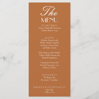 Cartão de Menu de Casamento Old Money Marrom Averm