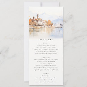 Cartão de Menu de Casamento Paisagem de Montreux S
