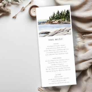Cartão de Menu de Casamento Paisagem Marítima da M