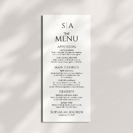 Cartão de Menu de Casamento para Decoração de Mesa