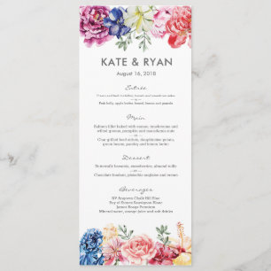 Cartão de Menu de Casamento para primavera florais