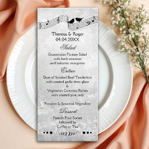 Cartão de Menu de Casamento Pensado com Música B e
