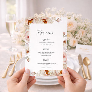 Cartão de Menu de Casamento Peonies in Bloom