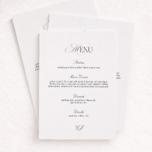 Cartão de Menu de Casamento Preto e Branco Elegant