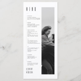 Cartão de Menu de Casamento Preto e Branco Minimal