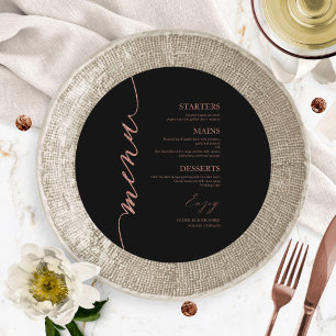 Cartão de Menu de Casamento Redondo com Letra Rebu