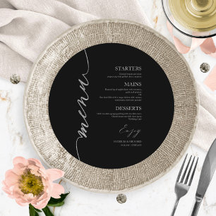 Cartão de Menu de Casamento Redondo com Letra Rebu